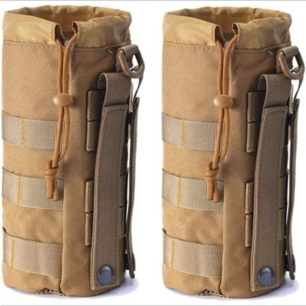 Set of 2 Water Bottles Pouch Bag, Tactical Drawstring Molle Water Bottle Holder